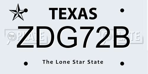 ZDG72B Texas License Plate