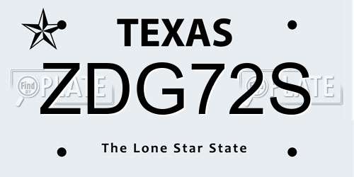 ZDG72S Texas License Plate