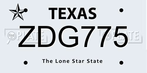 ZDG775 Texas License Plate