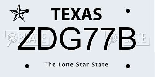 ZDG77B Texas License Plate