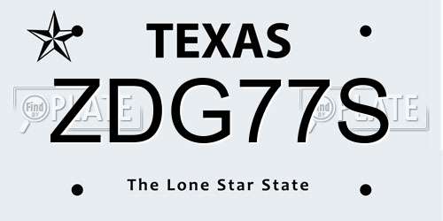 ZDG77S Texas License Plate