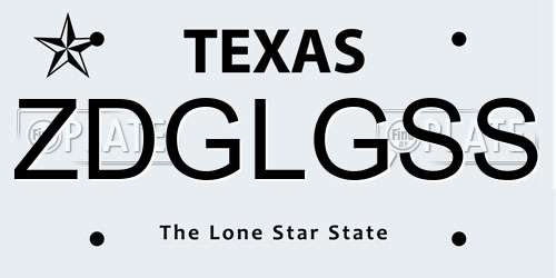 ZDGLGSS Texas License Plate
