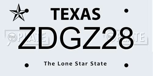 ZDGZ28 Texas License Plate