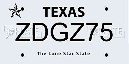 ZDGZ75 Texas License Plate