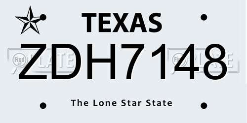 ZDH7148 Texas License Plate