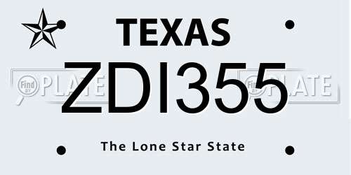 ZDI355 Texas License Plate