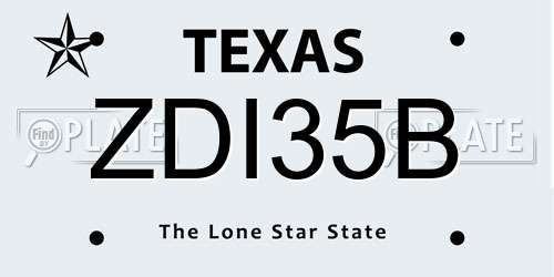 ZDI35B Texas License Plate