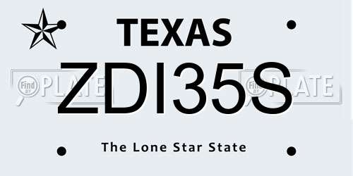 ZDI35S Texas License Plate