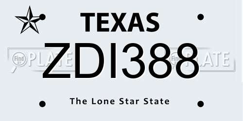 ZDI388 Texas License Plate