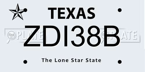 ZDI38B Texas License Plate