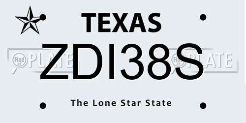 ZDI38S Texas License Plate