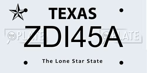 ZDI45A Texas License Plate