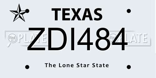 ZDI484 Texas License Plate