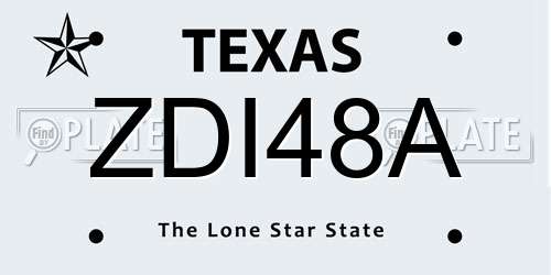 ZDI48A Texas License Plate
