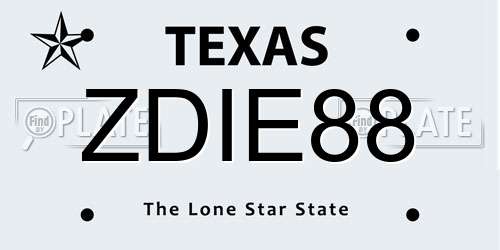 ZDIE88 Texas License Plate