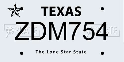 ZDM754 Texas License Plate