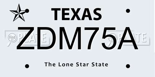 ZDM75A Texas License Plate