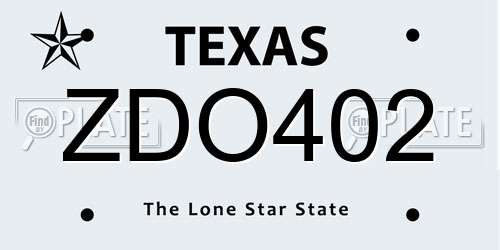 ZDO402 Texas License Plate