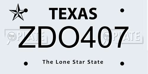 ZDO407 Texas License Plate