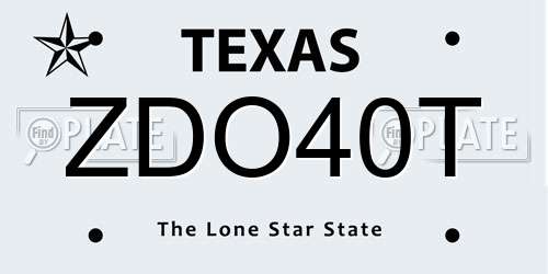 ZDO40T Texas License Plate