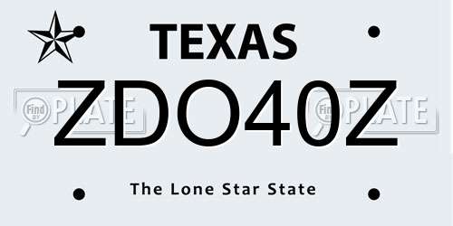ZDO40Z Texas License Plate