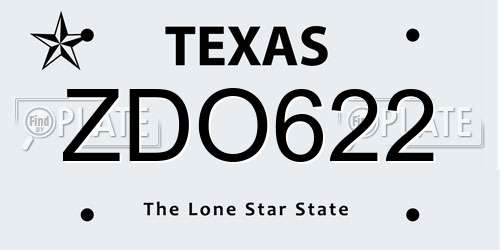 ZDO622 Texas License Plate