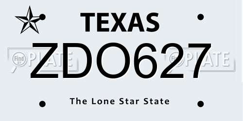 ZDO627 Texas License Plate