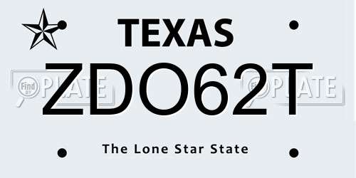 ZDO62T Texas License Plate