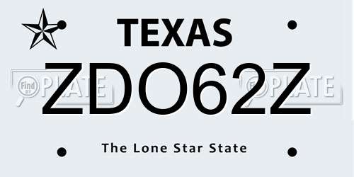 ZDO62Z Texas License Plate