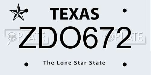 ZDO672 Texas License Plate