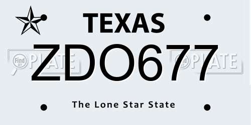 ZDO677 Texas License Plate