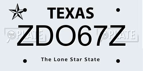 ZDO67Z Texas License Plate