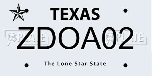 ZDOA02 Texas License Plate