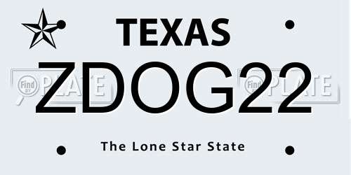 ZDOG22 Texas License Plate