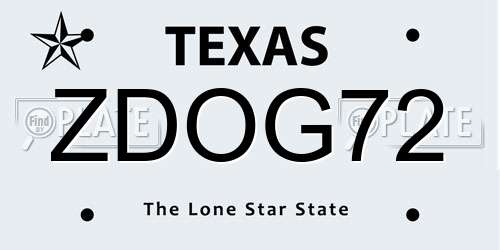 ZDOG72 Texas License Plate