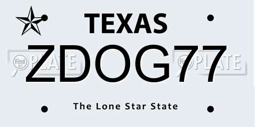 ZDOG77 Texas License Plate