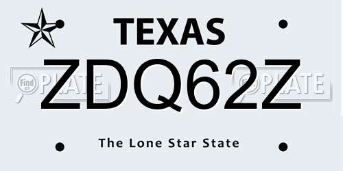ZDQ62Z Texas License Plate