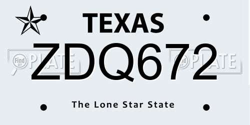 ZDQ672 Texas License Plate