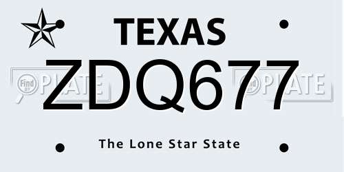 ZDQ677 Texas License Plate