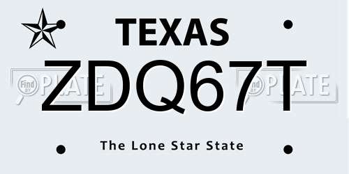 ZDQ67T Texas License Plate