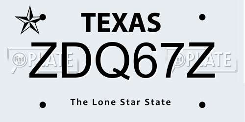 ZDQ67Z Texas License Plate