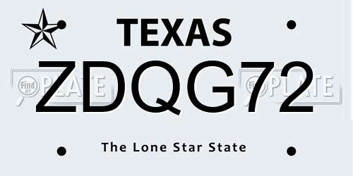 ZDQG72 Texas License Plate