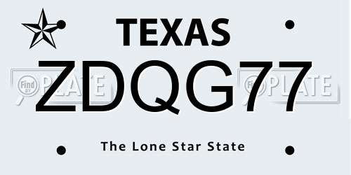 ZDQG77 Texas License Plate