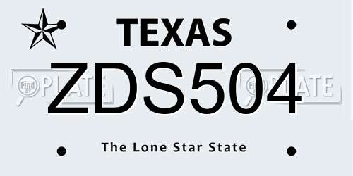 ZDS504 Texas License Plate