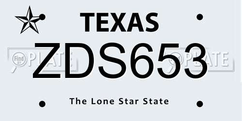 ZDS653 Texas License Plate