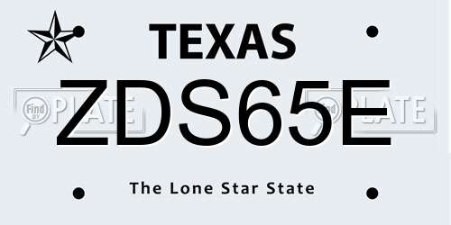ZDS65E Texas License Plate