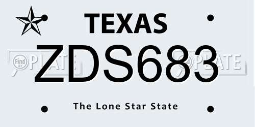 ZDS683 Texas License Plate