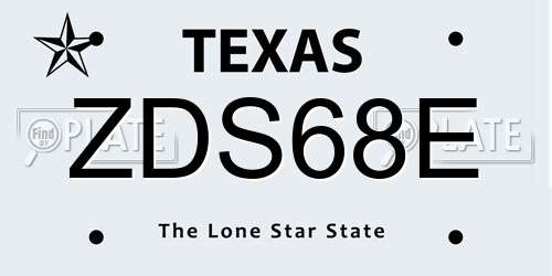 ZDS68E Texas License Plate