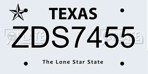 ZDS7455 Texas License Plate
