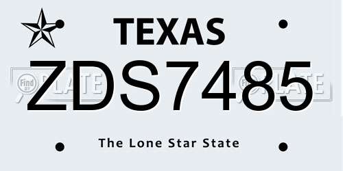 ZDS7485 Texas License Plate